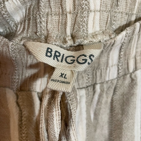 Briggs Linen Blend Wide Leg Pull On Pants Drawstring Size XL Striped Boho Chic - Picture 10 of 12